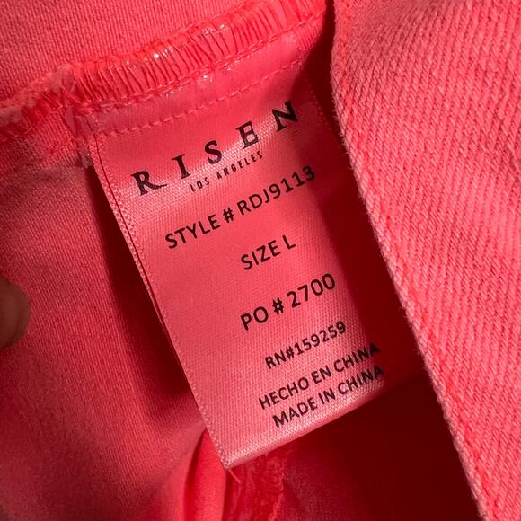 Risen Coral Stretch Denim Jean Jacket Size Large - Picture 5 of 11